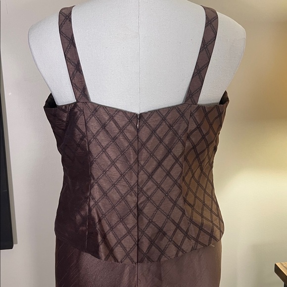 Jessica Howard brown floor-length evening dress shoulder straps flare skirt 14 - Picture 4 of 15